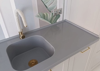 Интегрированная мойка из акрилового камня Grandex S-223 Silver Pear