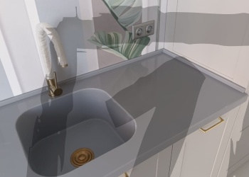 Интегрированная мойка из акрилового камня Grandex S-223 Silver Pear
