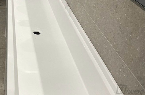 Коллективная раковина для ТЦ из акрилового камня Grandex Pure White P-104