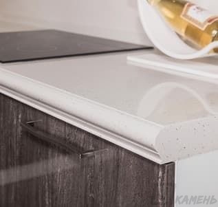 Белая фигурная кромка для столешницы из акрилового камня HI-MACS Aurora Grey M608