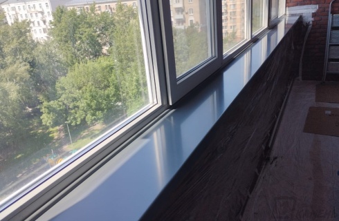 Длинный подоконник из акрилового камня Grandex Pure Grey P-108 